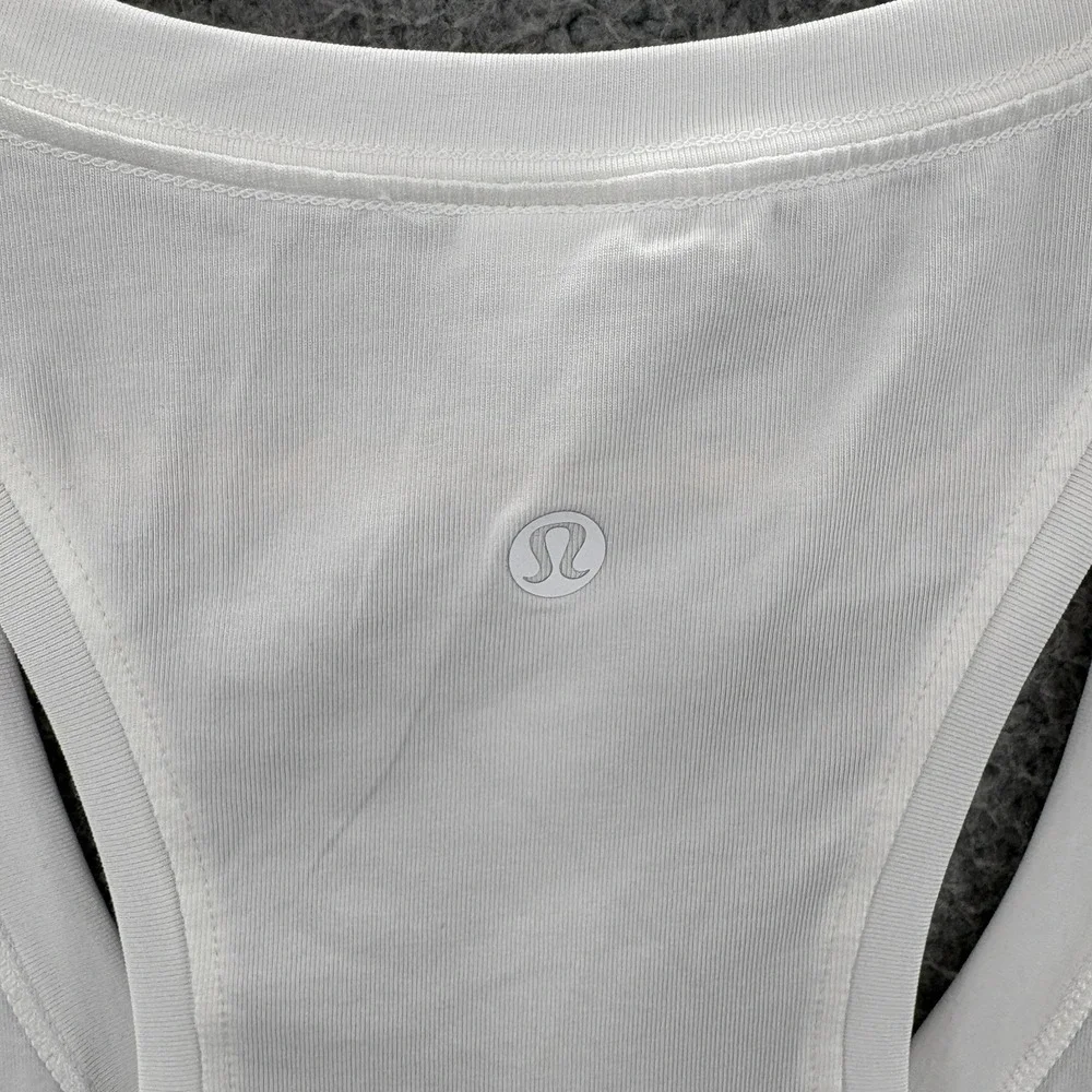Lululemon Love Tank Top Women 10 White Pima Cotton Racerback Athletic Lot Of Two